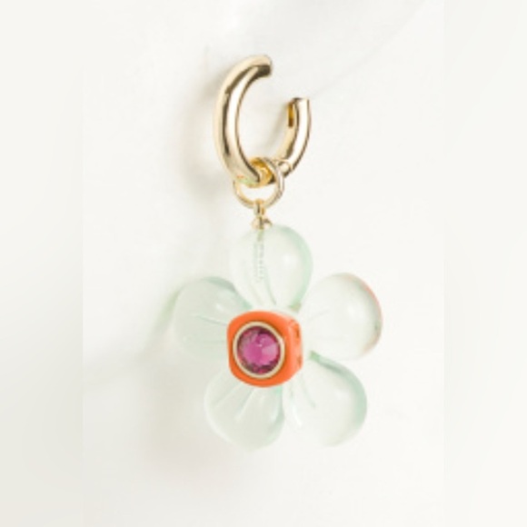 NAKAMOL Made In Thailand Blue & Orange Gummy Flower Crystal Earrings. NWTS - Picture 5 of 6